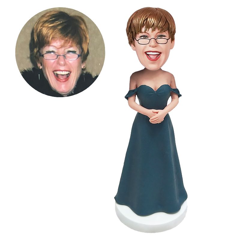 custom bobblehead figure wedding bride holding hands