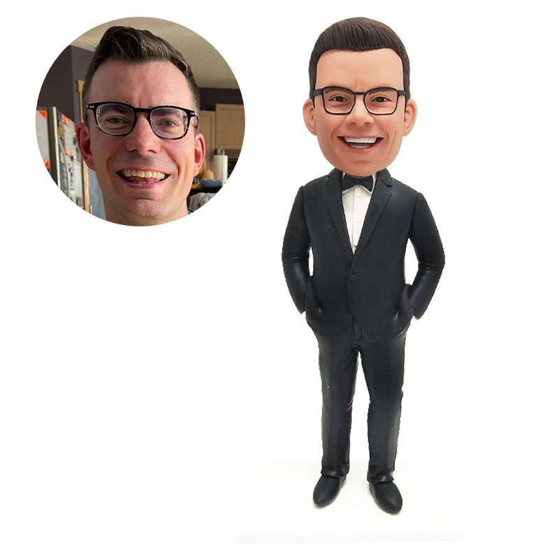 bobblehead custom wedding groomsman with hands in pockets