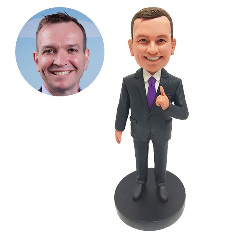 custom made bobblehead wedding groom pointing forward