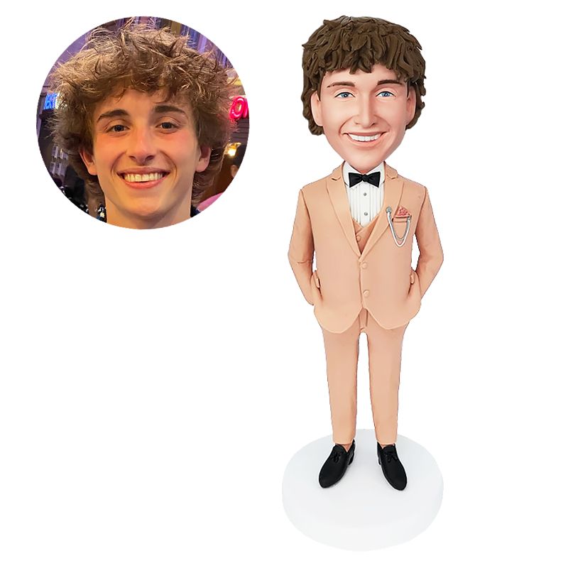 custom bobblehead wedding groom standing with hands in pockets