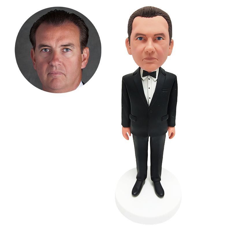 personalized bobblehead wedding groom with bow tie