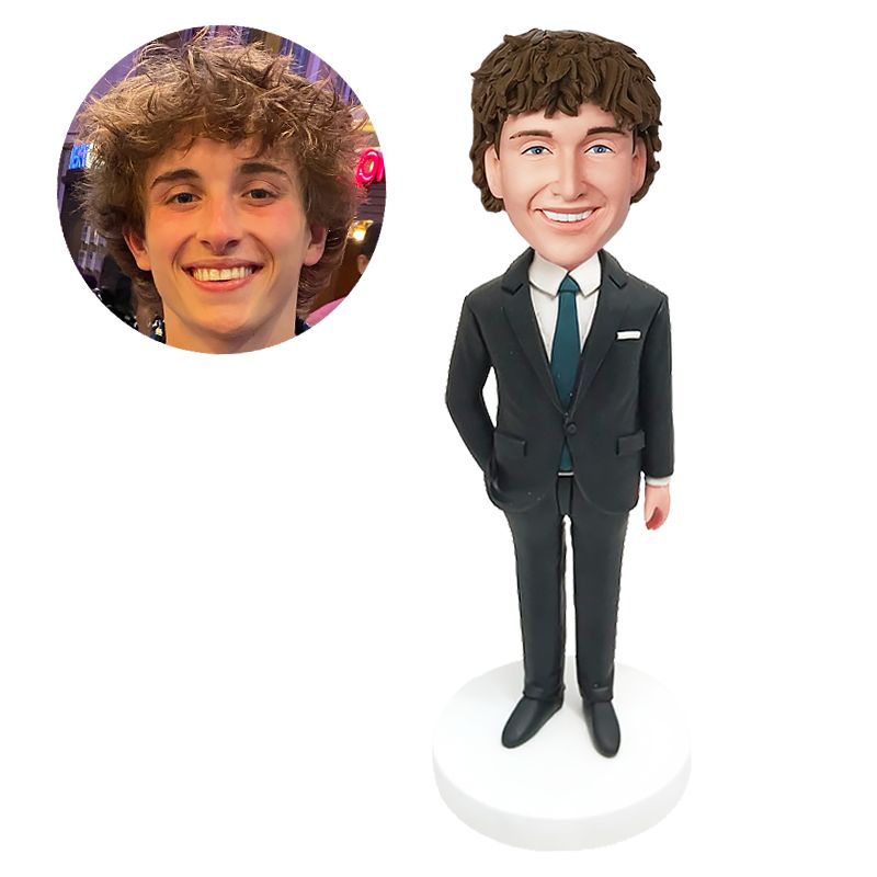 bobblehead custom wedding groom with one hand in pocket