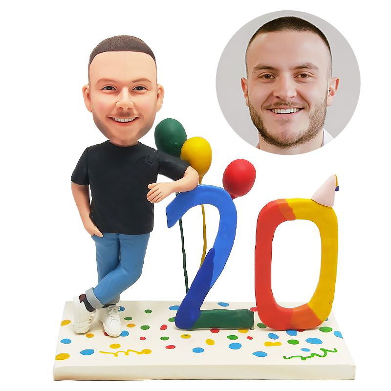 personalized bobble head figure casual man happy birthday