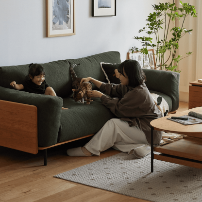 Woody Prime Cherry ウッドフレームパイルクッションソファ【カスタマイズ可】