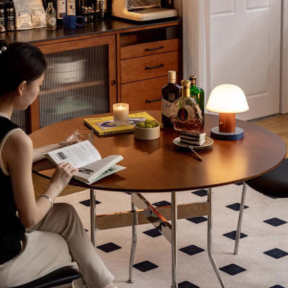 CAGUUU｜ツゲ材 ステンレス脚木製ラウンドテーブル｜ミッドセンチュリー Woody Prime Boxツゲ材 ステンレス脚木製ラウンドテーブル – CAGUUU