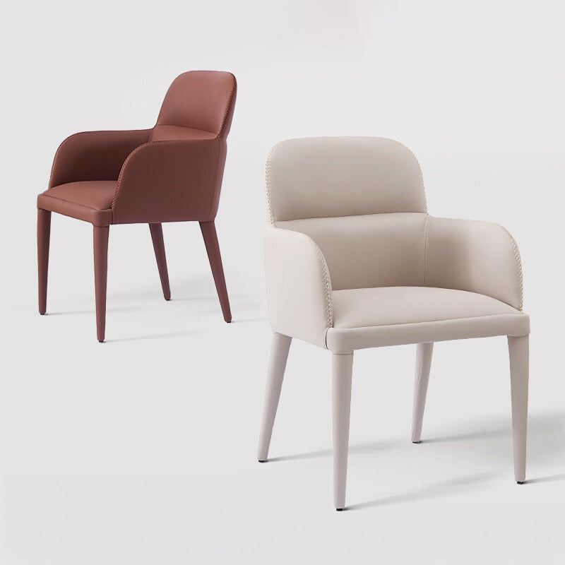 レザー調シンプルダイニングチェア | 肘なしスリム設計で圧迫感なく