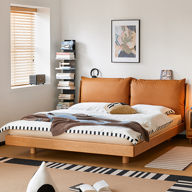 チェリー材 クッションベッドフレーム | 高級感と耐久性を兼ね備えた