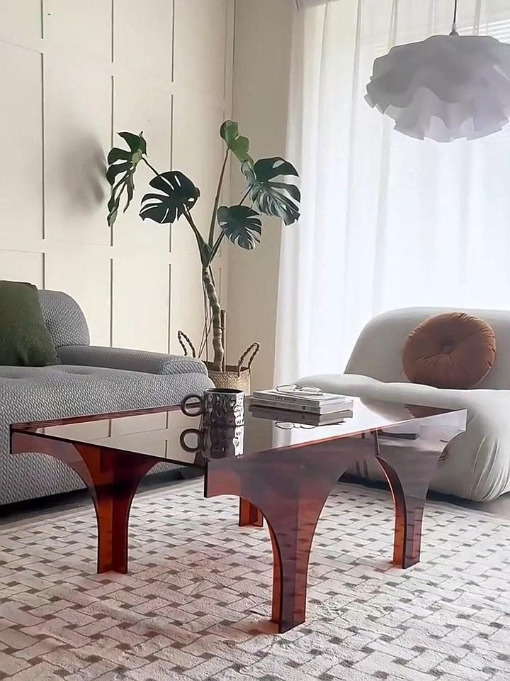 アーチ脚アクリルローテーブル