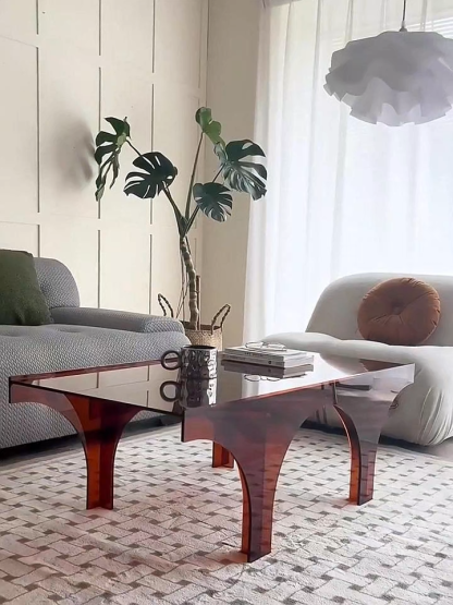 アーチ脚アクリルローテーブル