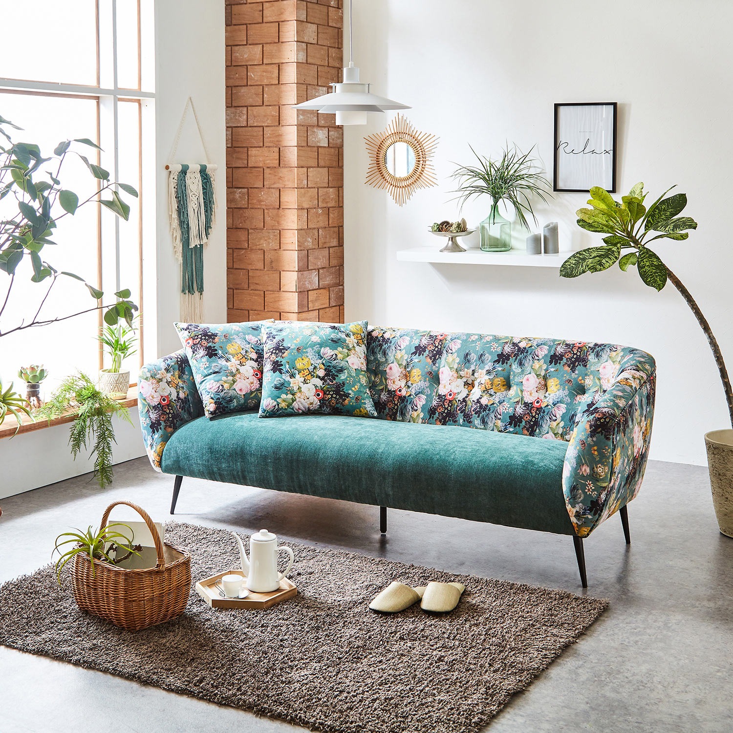 オリジナルクラシックカリモクソファオリーブグリーン 花柄 フリル付き オリジナルクラシックカリモクソファオリーブグリーン 花柄 フリル付き