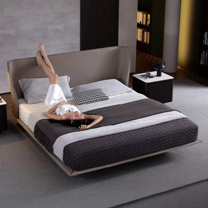 ミニマルレザーベッド | 高級レザー調仕上げの快適性とエレガントさを