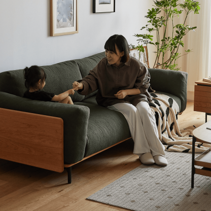 Woody Prime Cherry ウッドフレームパイルクッションソファ【カスタマイズ可】