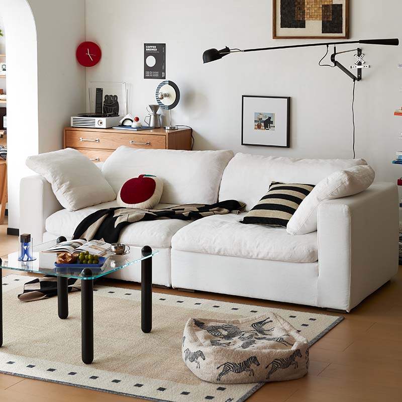 ホワイトレザー 2人掛けソファ カーブ型 ホワイトカーブ型2人掛けソファ