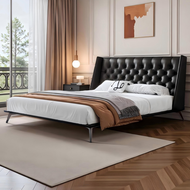 ふんわり背もたれレザーベッド