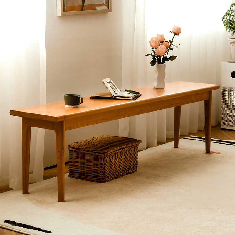 チェリー材 シンプルダイニングベンチ | 高級感ある仕上がりと耐久性を