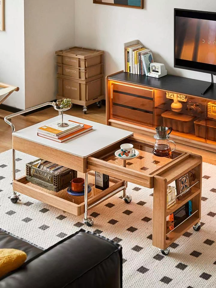 チェリー材 伸縮式リビングキャンプテーブル | おうち時間を盛り上げる