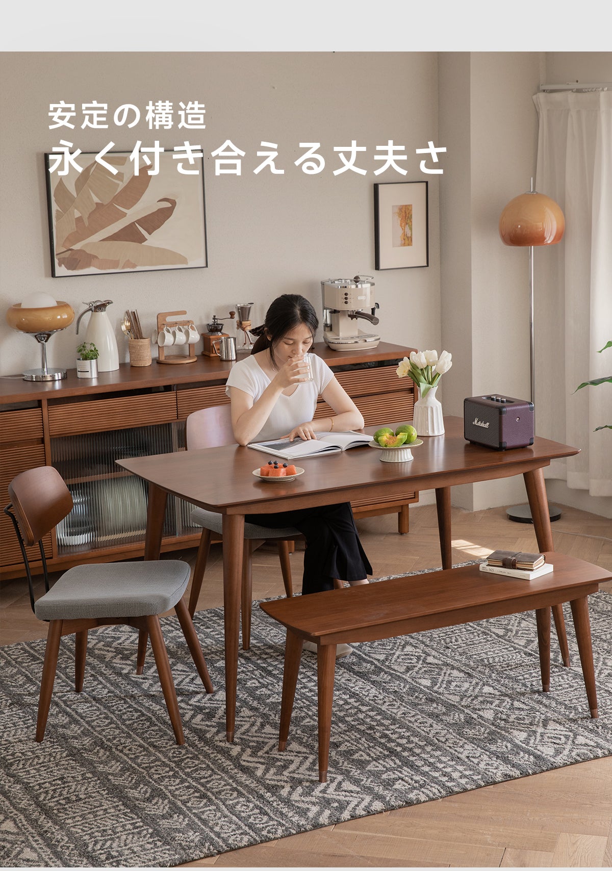 Woody Prime Boxツゲ材 クッション付き木製ダイニングチェア | 座り