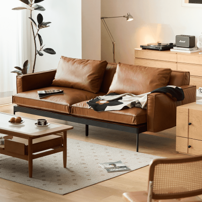 クラシックレザークッションソファ【カスタマイズ可】 | 深く寛げる