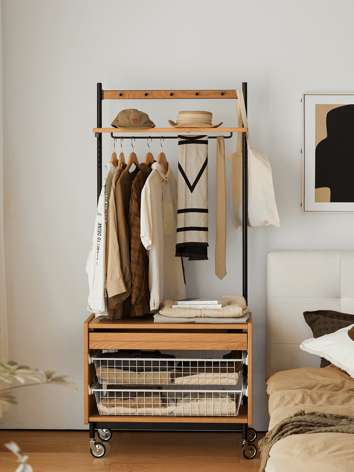 ハンガーラック ラタン リビング収納 寝室 アンティーク ビンテージ