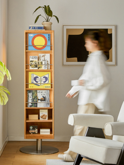 Woody Prime Cherry 回転式ミラー付き収納ラック