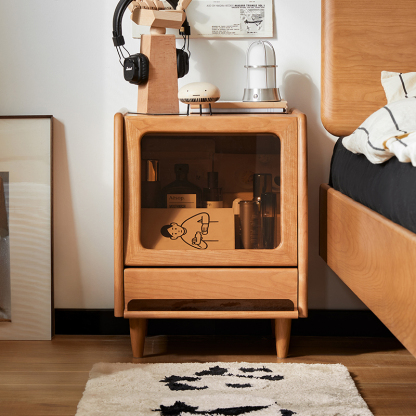 チェリー材 レトロデザインサイドキャビネット | チェリー材を使用した