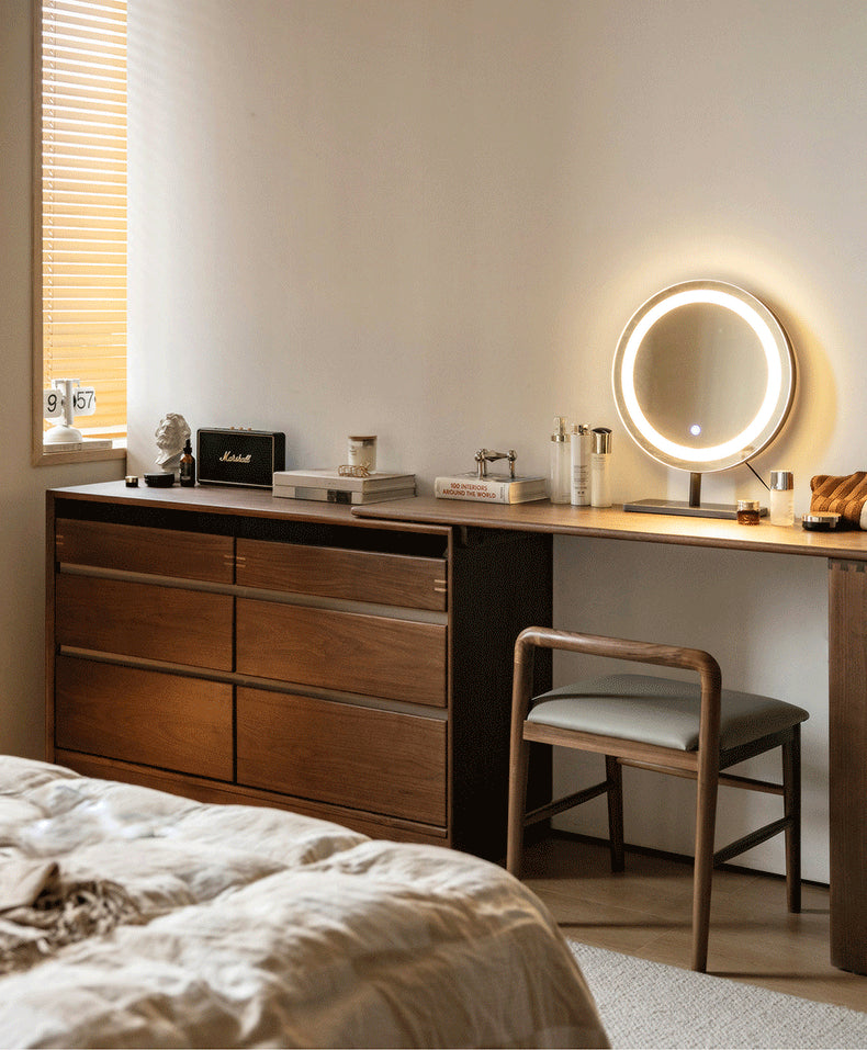 Woody Prime Walnut ウォールナット材 チェスト付き伸長式ドレッサー