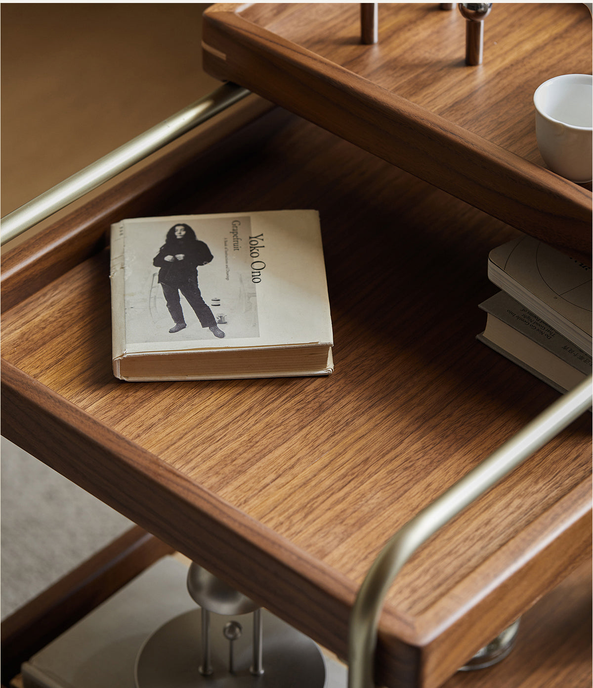 【サイドテーブル】◆◇キャスター付き◆ウォールナット◆ Woody Prime Walnut ウォールナット材 キャスター付きサイド