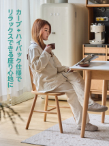 格子調ウッドダイニングチェア