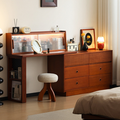 スライド式デスク＆収納チェスト | 高級木材を用いたヴィンテージ感
