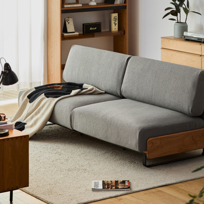 ヴィンテージ風ウッドフレームクッションソファ【カスタマイズ可】