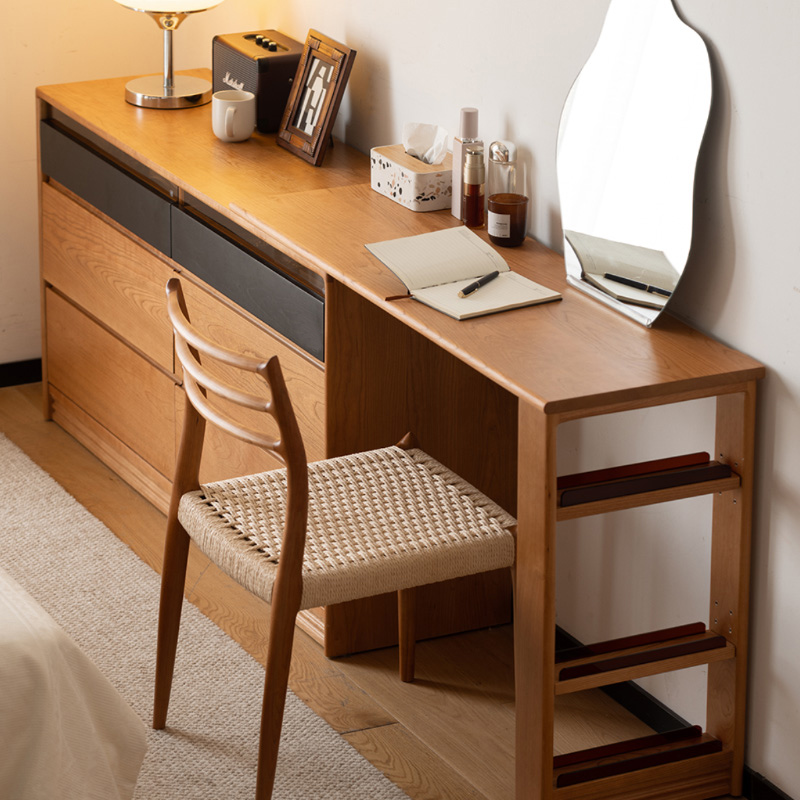 収納付きウッド伸長式ドレッサー | チェリー材を使ったヴィンテージ感