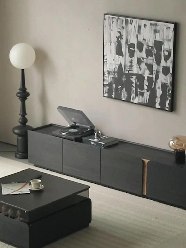 Woody Aura天然木ブラックテレビボード