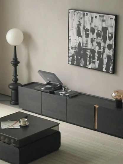 Woody Aura天然木ブラックテレビボード