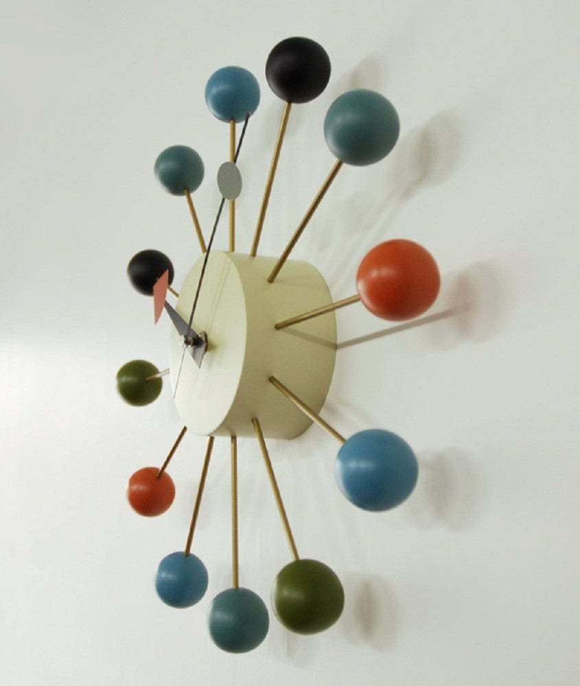 ポップデザインウッドボールスチール針ウォールクロック