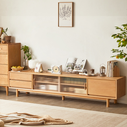 ナチュラルブナ材テレビボード | 耐久性と自然な美しさを兼ね備えた