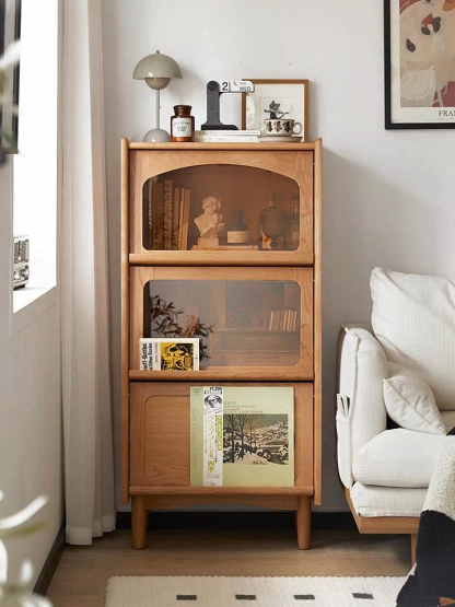 チェリー材 ナチュラル3段キャビネット