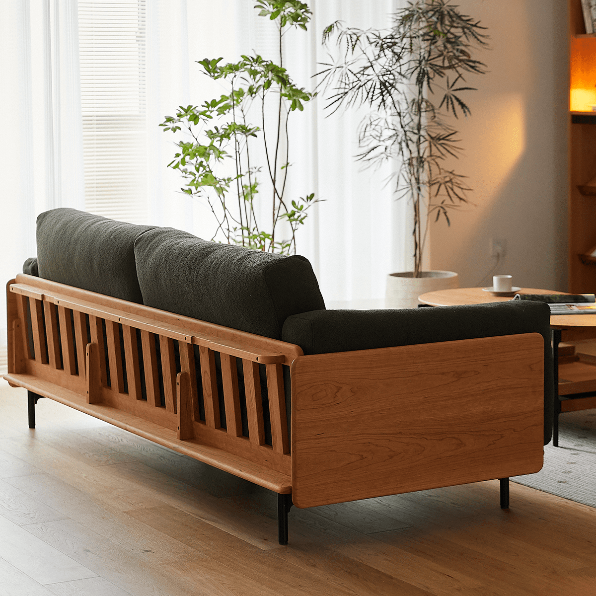 Woody Prime Cherry ウッドフレームパイルクッションソファ【カスタマイズ可】