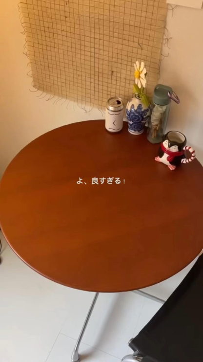 Woody Prime Vintage Box 木製ミニラウンドダイニングテーブル【高級天然ツゲ材】