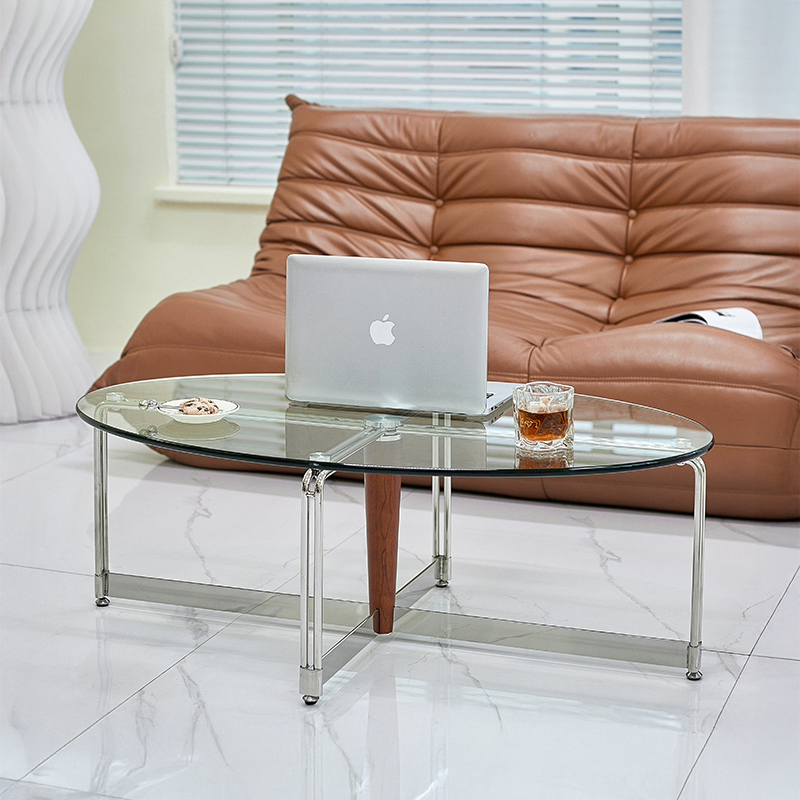 ガラスオーバルセンターテーブル | 軽やかな透明感で空間に抜けを