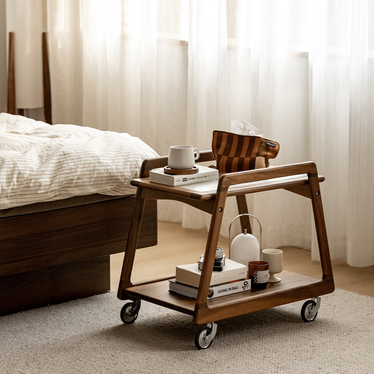 EGK30 北海道 ウサミ木工 カフェワゴン ウォールナット キャスター付き