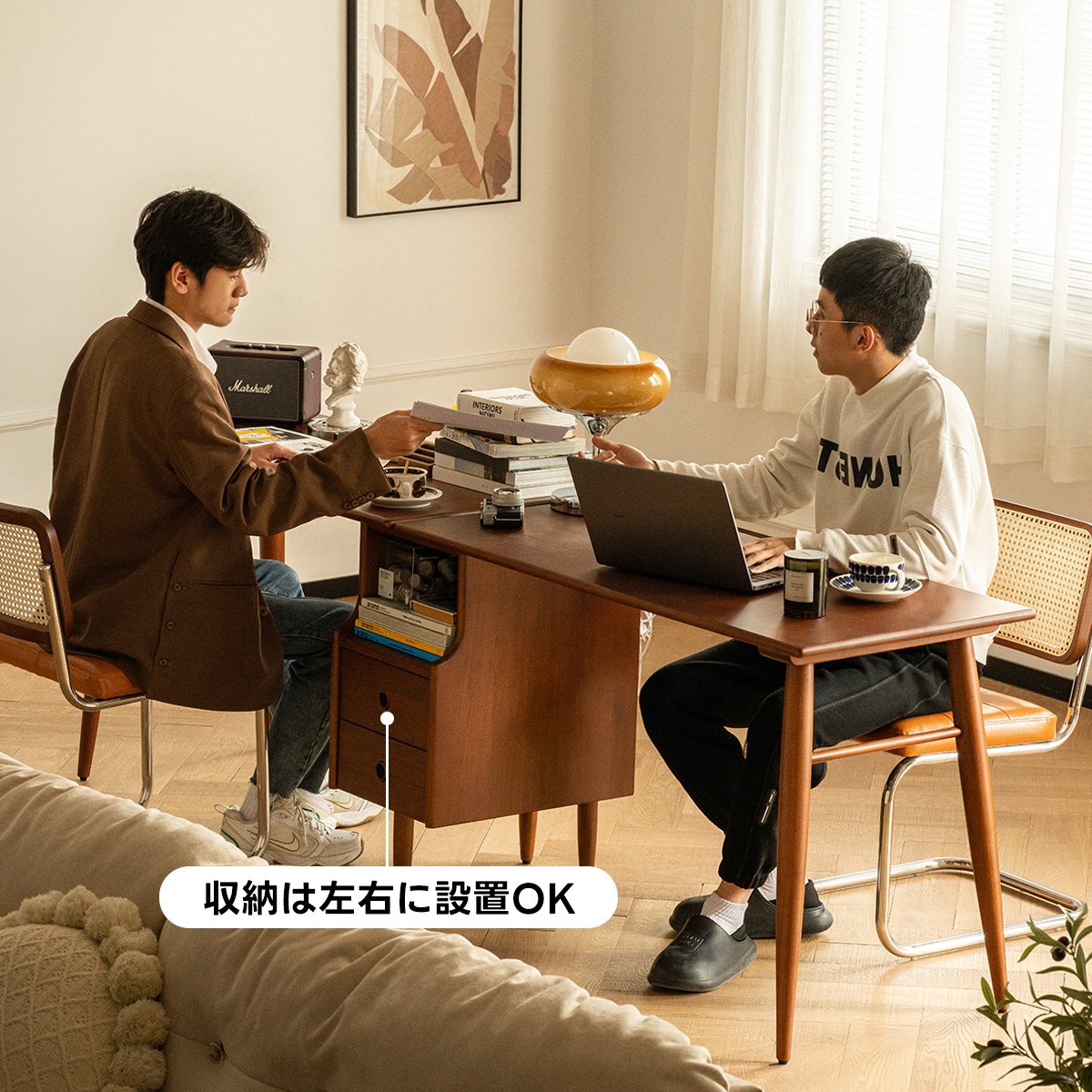 Woody Prime Boxツゲ材 収納付き木製ワークデスク | デザイン性と機能