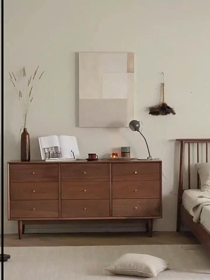 Woody Prime Walnut ウォールナット材 北欧風木製9マスキャビネット