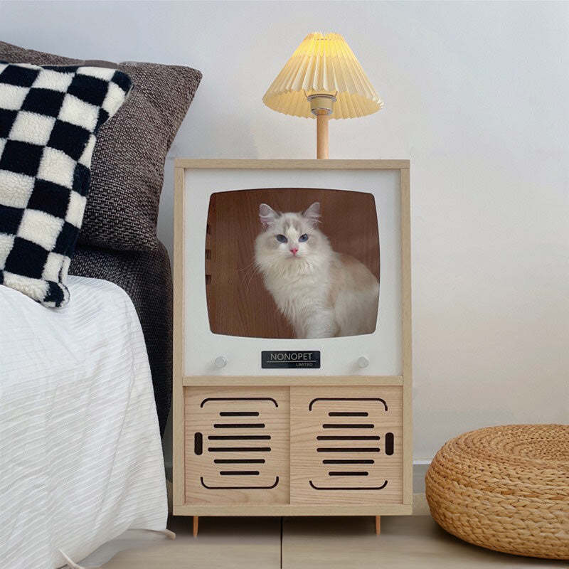 テレビ型木製キャットハウス