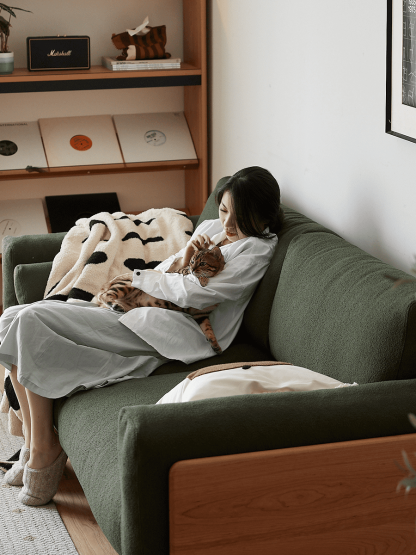 Woody Prime Cherry ウッドフレームパイルクッションソファ【カスタマイズ可】