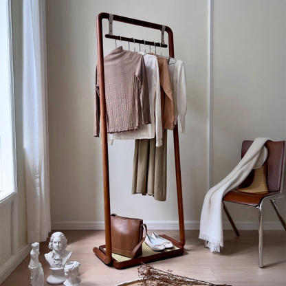 大容量木製ハンガーラック | アジアンテイストのヴィンテージ風収納