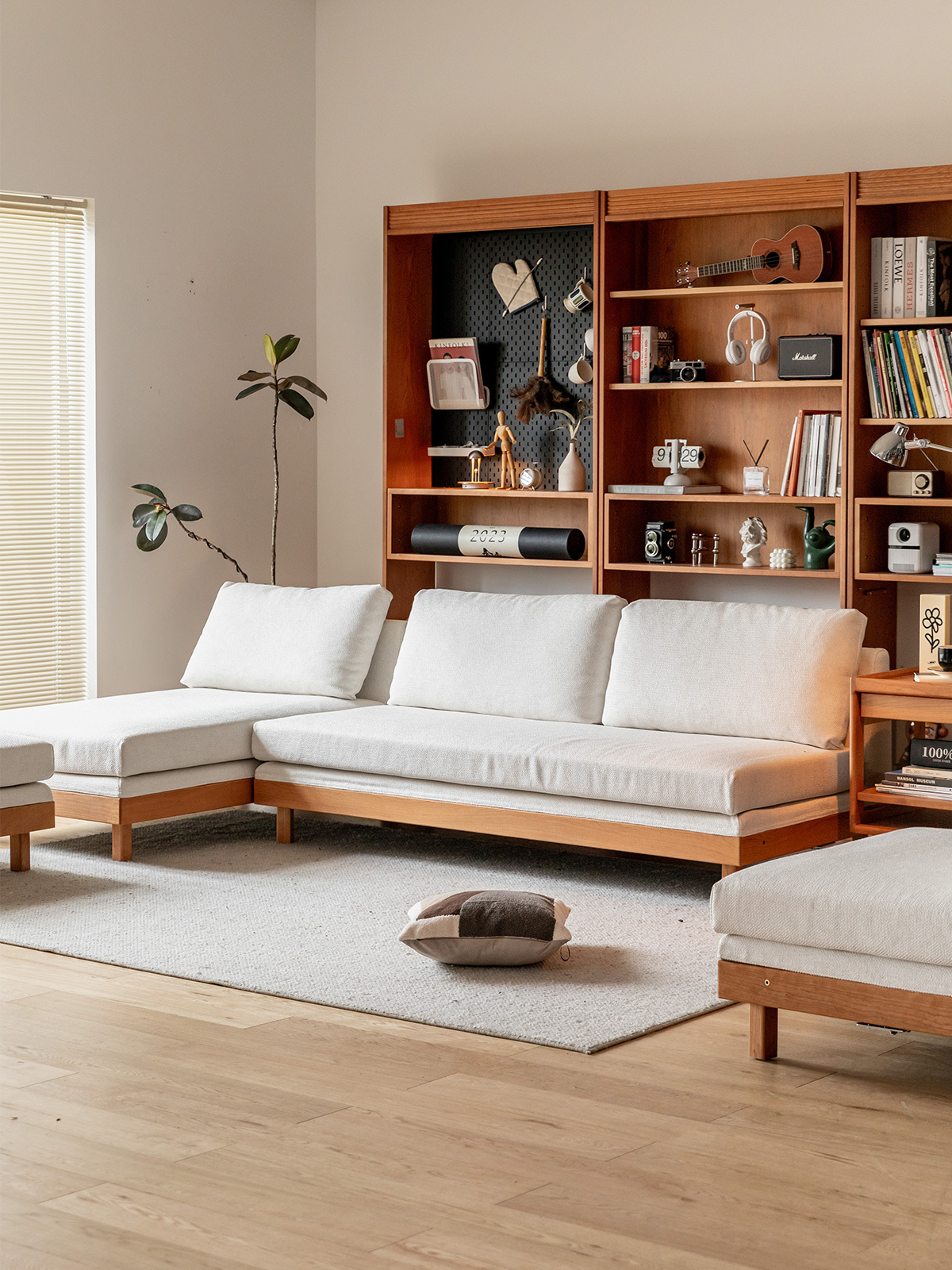 Woody Prime Cherry ウッドフレームスクエアクッションシステムソファ【カスタマイズ可】