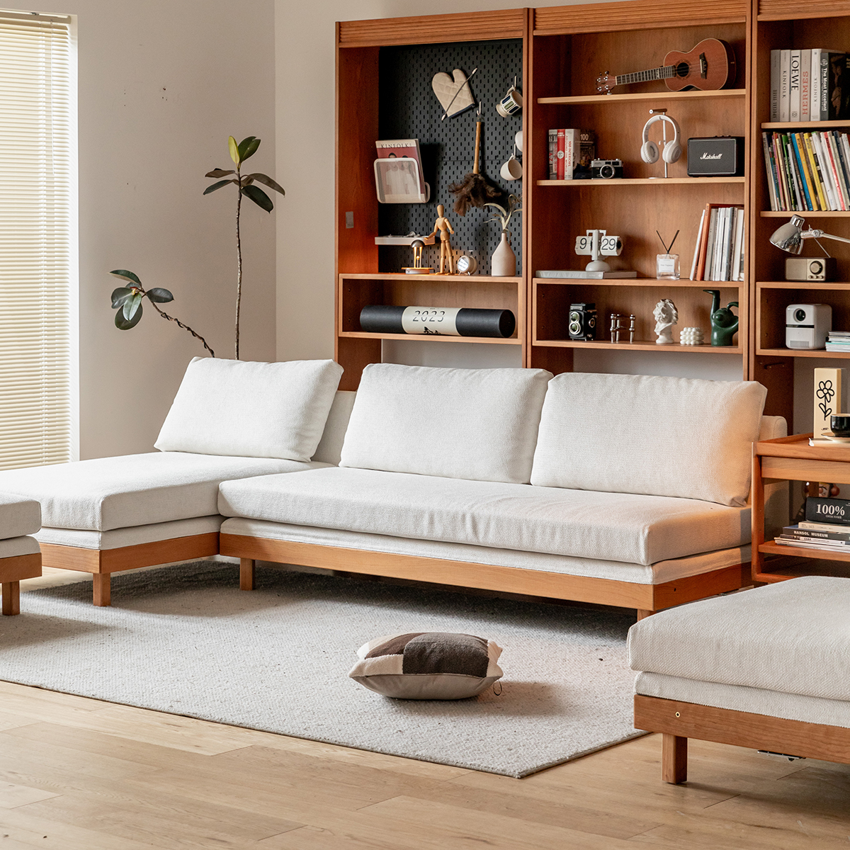 Woody Prime Cherry ウッドフレームスクエアクッションシステムソファ