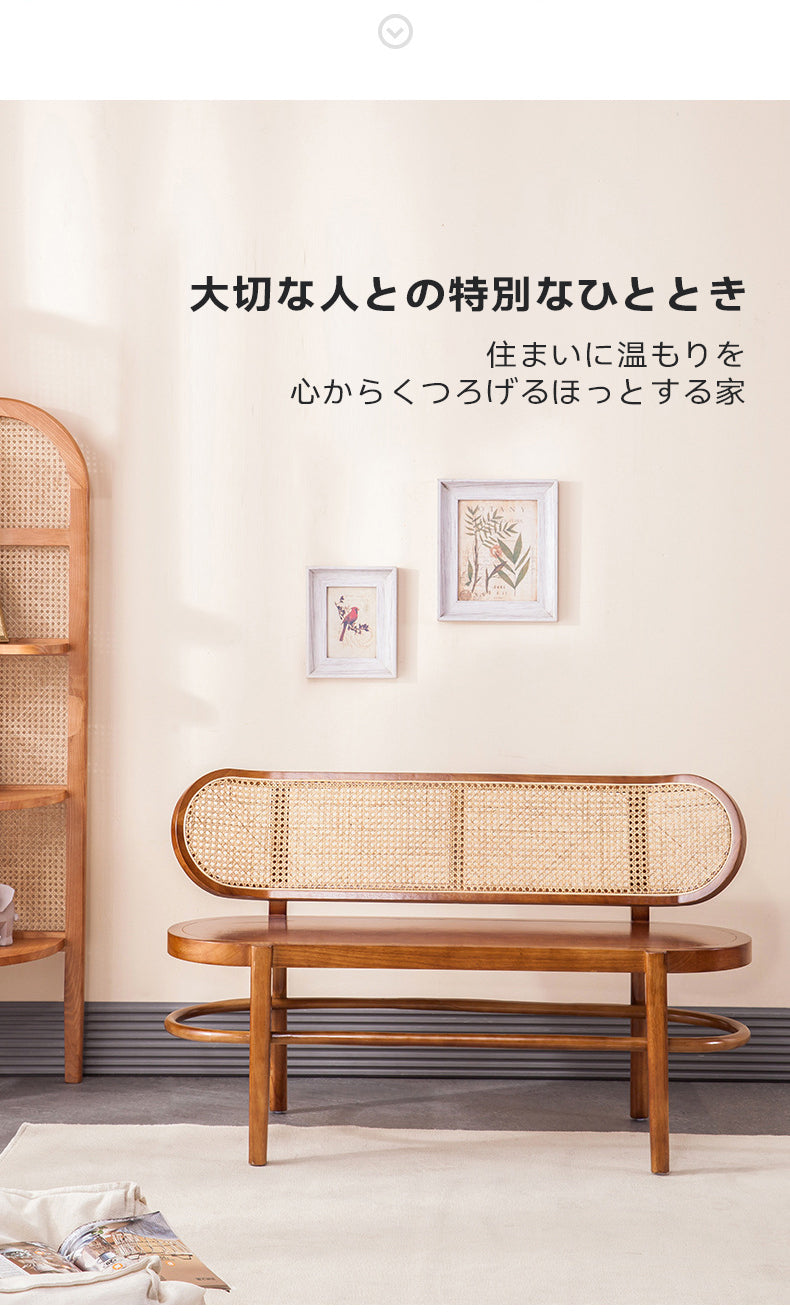 バンブーベンチ　ラタン　スツール　クッション付き　グリーン バンブーベンチ ラタン スツール クッション付き グリーン