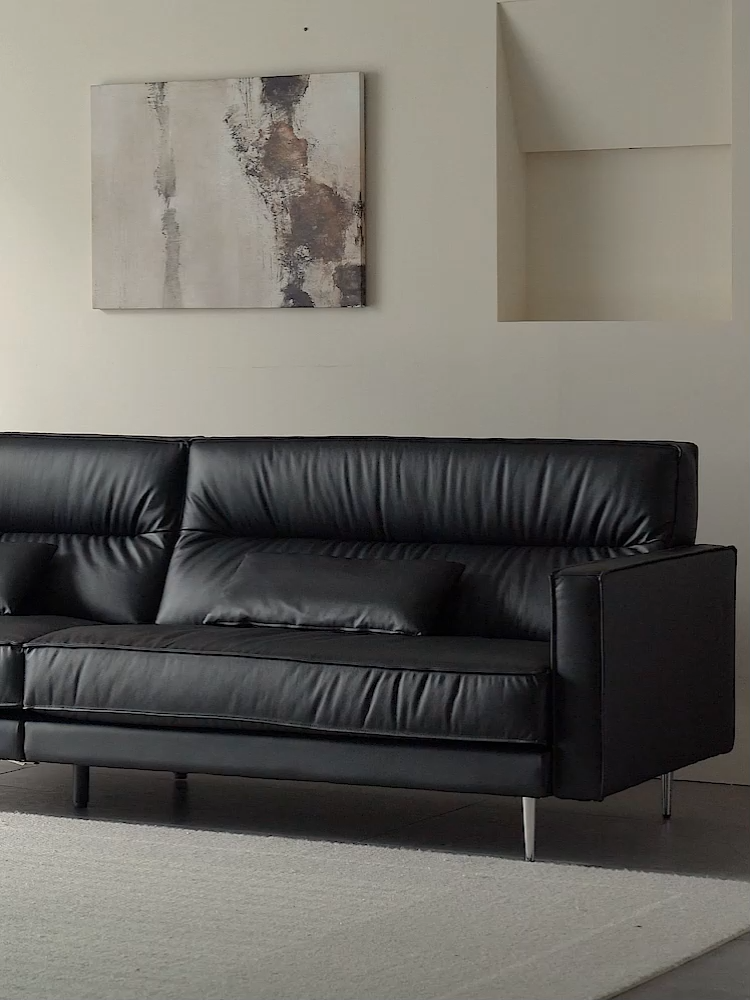 Woody Aura本革ブラックソファ【カスタマイズ可】