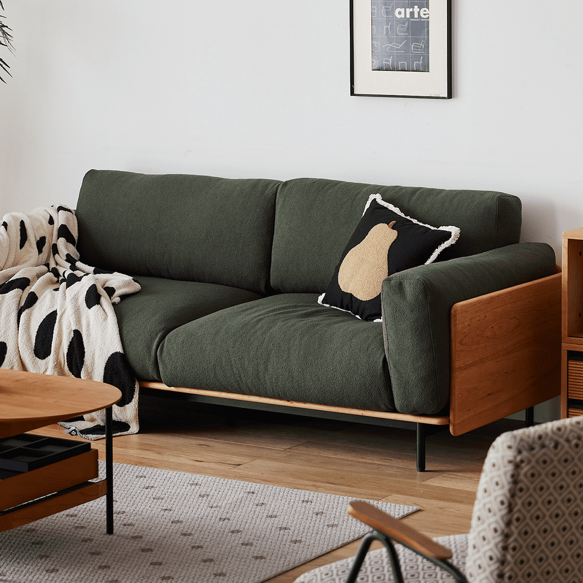 Woody Prime Cherry ウッドフレームパイルクッションソファ【カスタマイズ可】